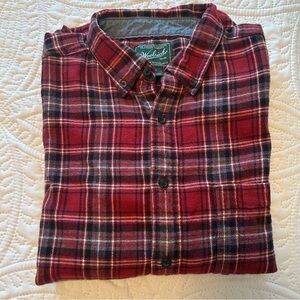 Woolrich Men's Red and Black Plaid Button Down Shirt